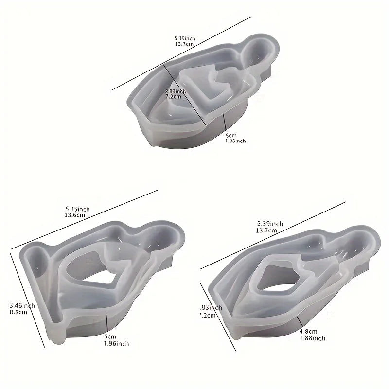 Set de 3 Moldes de Silicona – Arte Corporal, Portavelas y Manualidades en Resina
