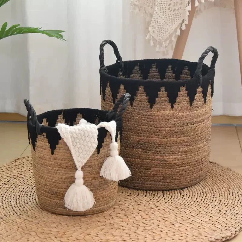 Canasto Decorativo de Algas Marinas Naturales – Macetero Grande Tejido