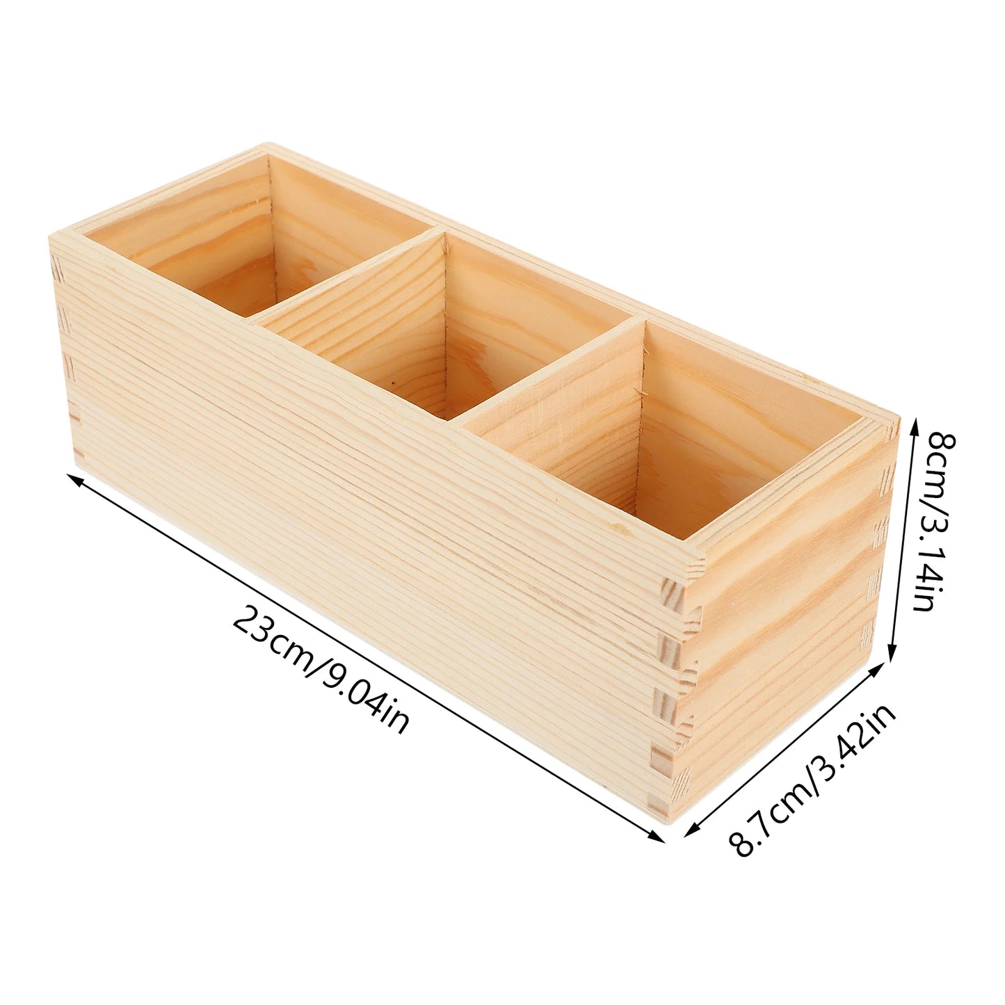 Organizador de Escritorio de Madera con 3 Compartimentos