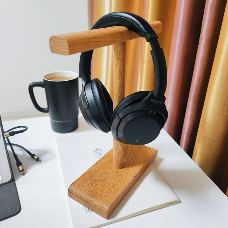 Soporte de Madera en T para Auriculares