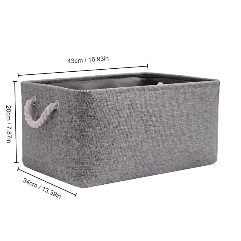 Cesta de Almacenaje Plegable de Lino con Asa