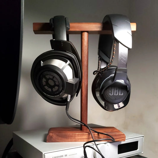Soporte de Madera en T para Auriculares
