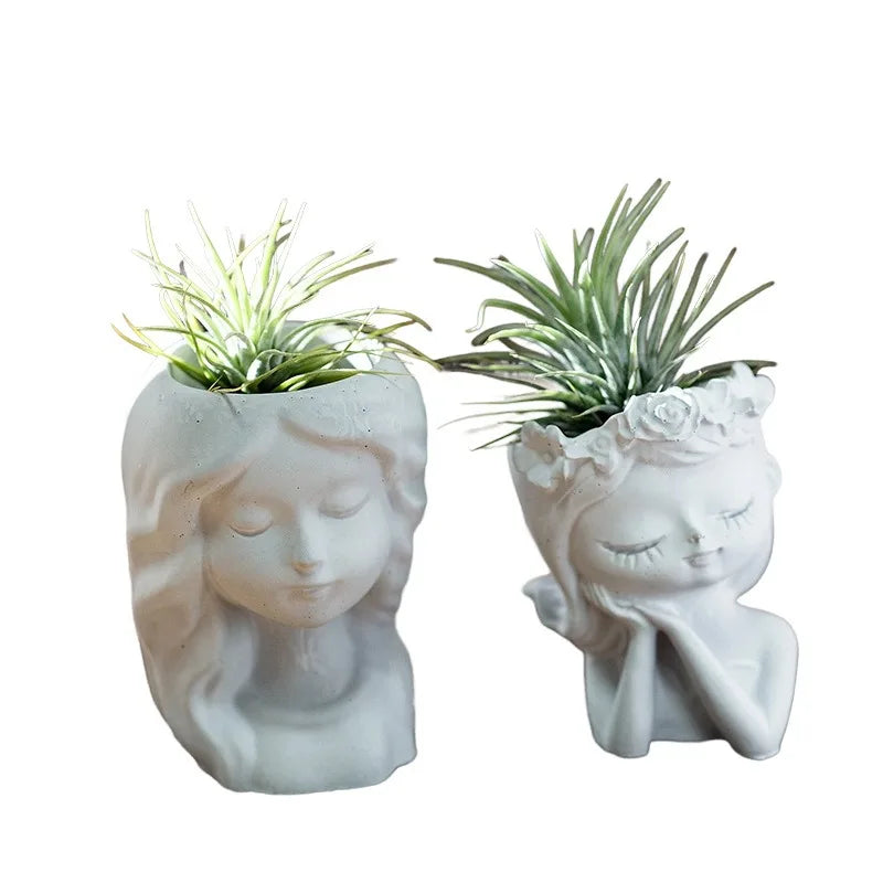 Maceta con Forma de Cabeza de Niña – Molde de Silicona para DIY