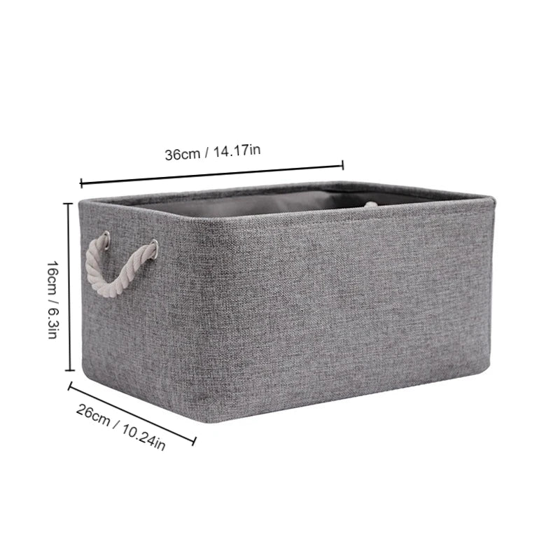 Cesta de Almacenaje Plegable de Lino con Asa