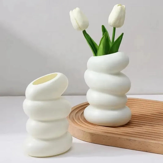Jarrón Espiral de Plástico – Estilo Nórdico para Decoración del Hogar