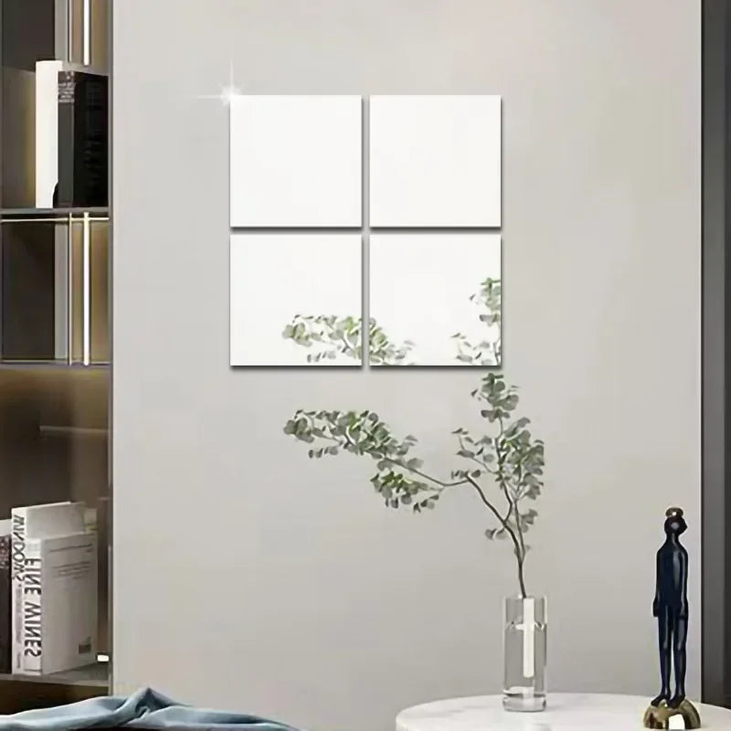 Espejos adhesivos 3D de acrílico para decoración de pared (set de 4)