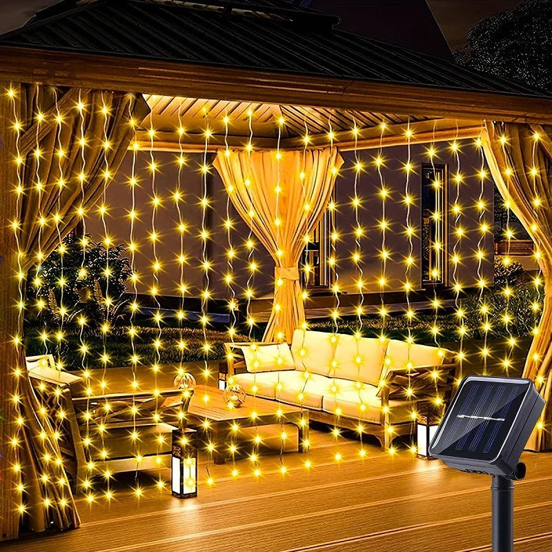 Cortina de Luces Solares Impermeables para Exterior
