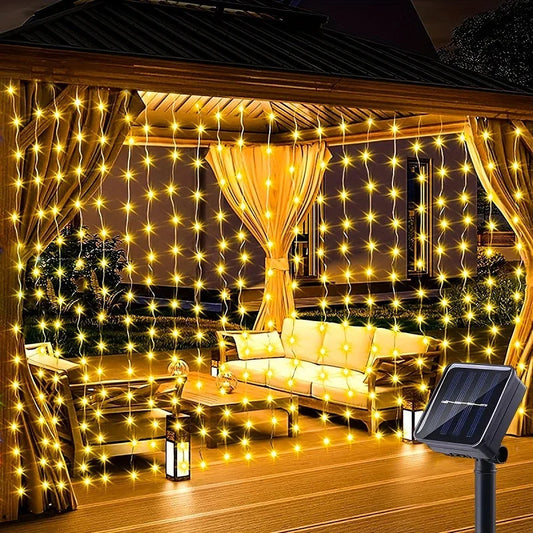 Cortina de Luces Solares Impermeables para Exterior