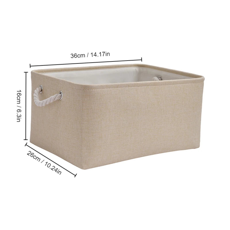 Cesta de Almacenaje Plegable de Lino con Asa