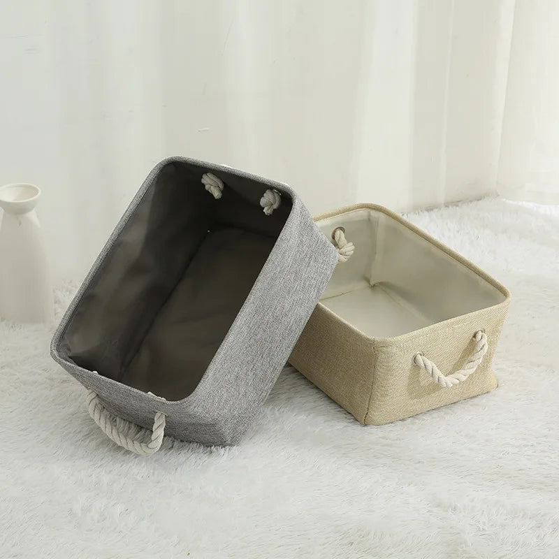 Cesta de Almacenaje Plegable de Lino con Asa