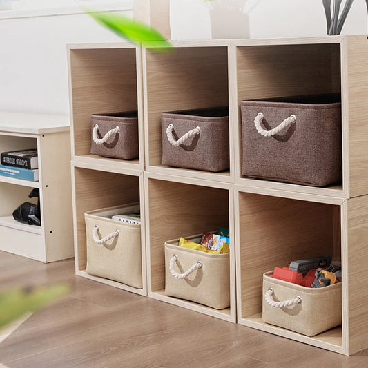Cesta de Almacenaje Plegable de Lino con Asa