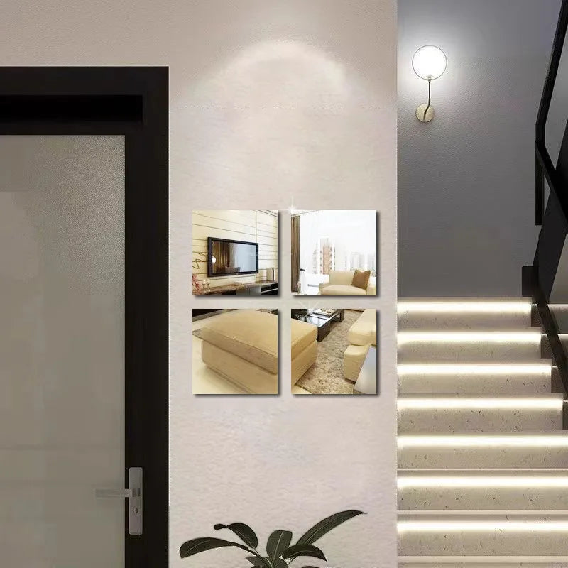 Espejos adhesivos 3D de acrílico para decoración de pared (set de 4)