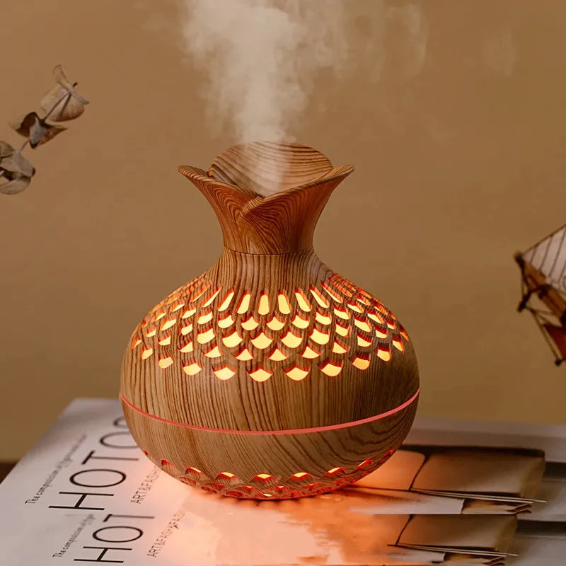 Mini Humidificador USB – 300 ml, Forma de Jarrón con Luces Nocturnas