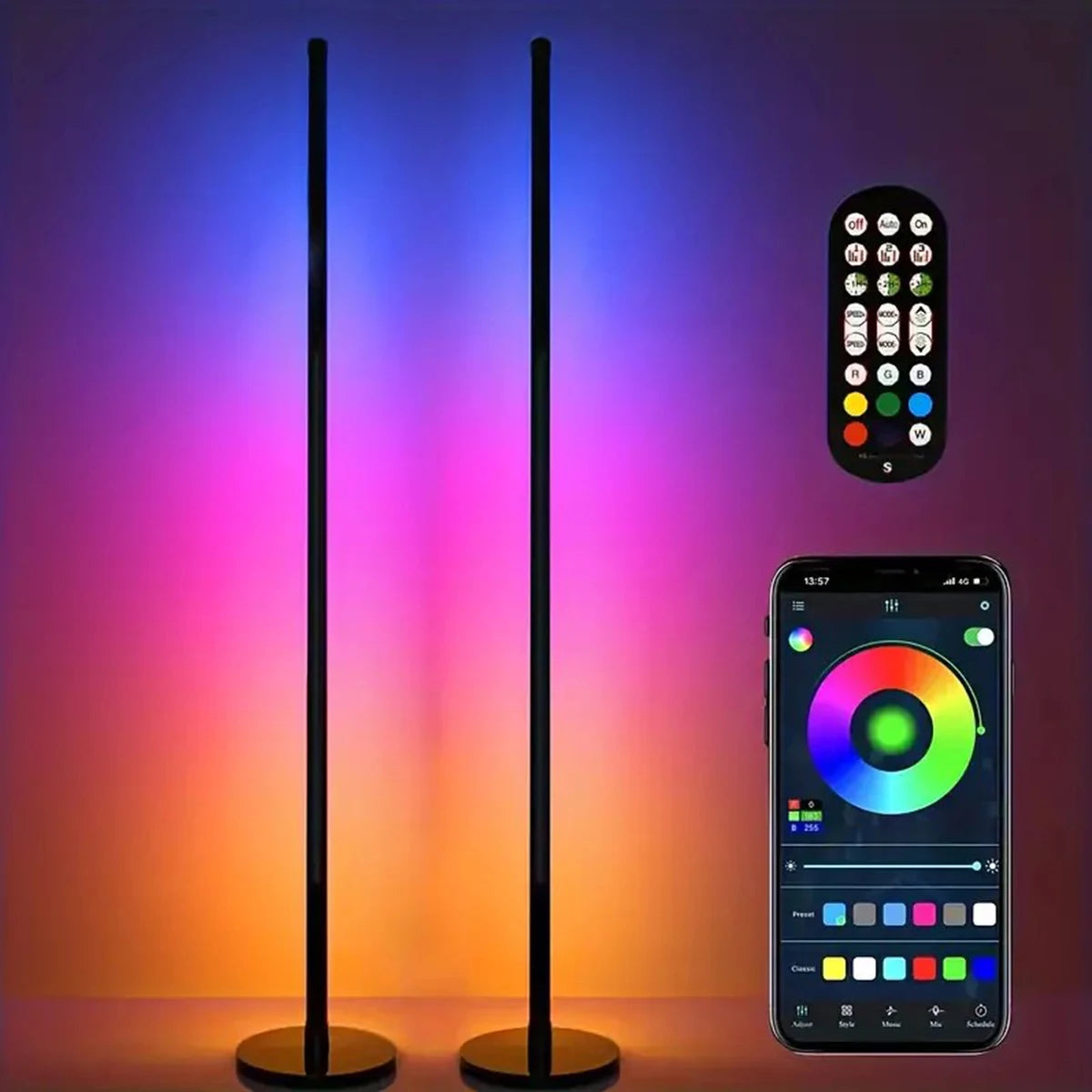 Lámparas de Pie Inteligentes RGB con Control por App