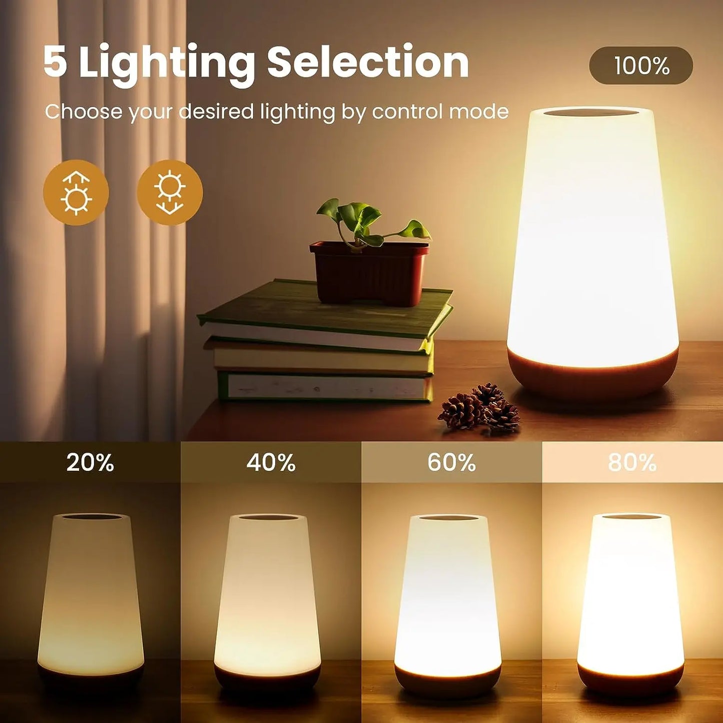 Lámpara nocturna RGB recargable con control remoto y táctil