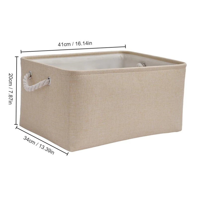 Cesta de Almacenaje Plegable de Lino con Asa