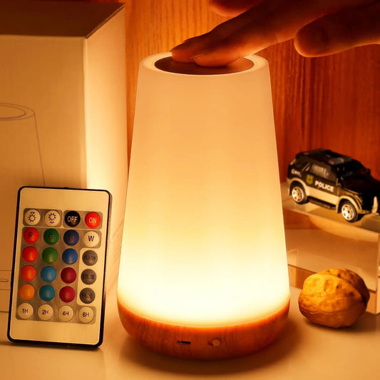 Lámpara nocturna RGB recargable con control remoto y táctil