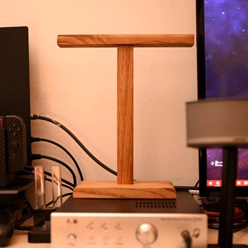 Soporte de Madera en T para Auriculares
