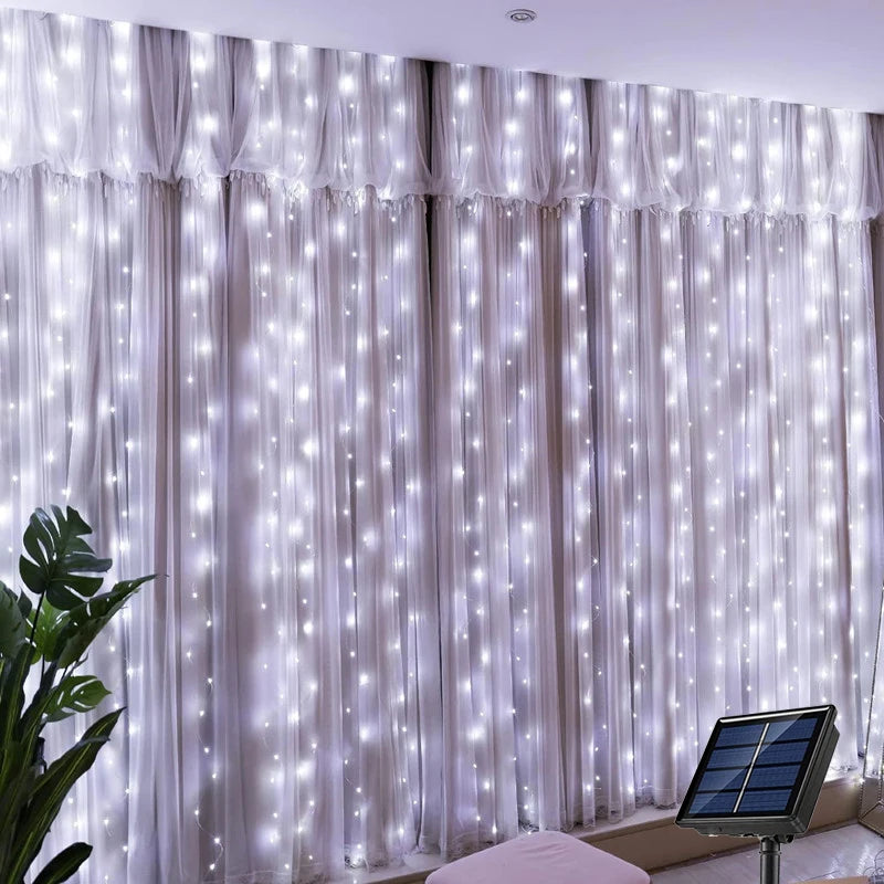 Cortina de Luces Solares Impermeables para Exterior