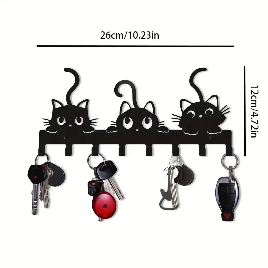 Perchero metálico de pared con ganchos para llaves y decoración
