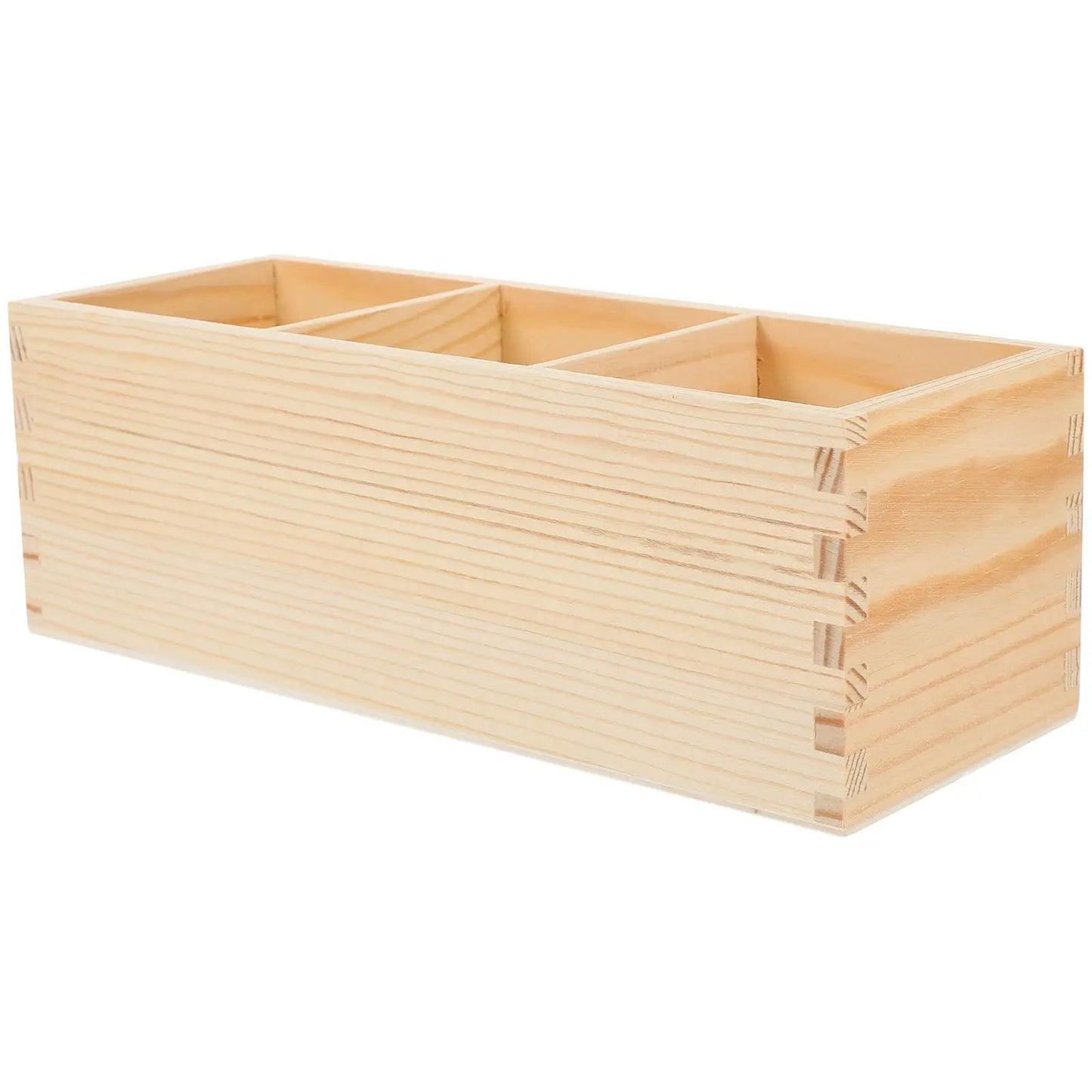 Organizador de Escritorio de Madera con 3 Compartimentos