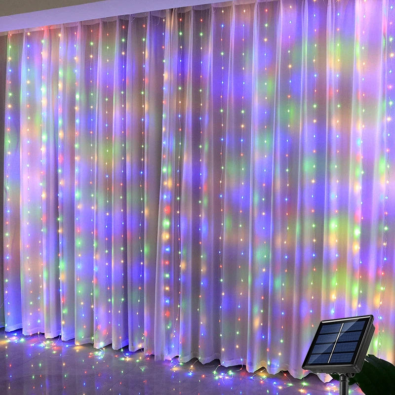 Cortina de Luces Solares Impermeables para Exterior