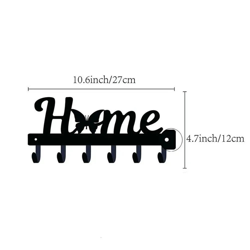 Perchero metálico de pared con ganchos para llaves y decoración