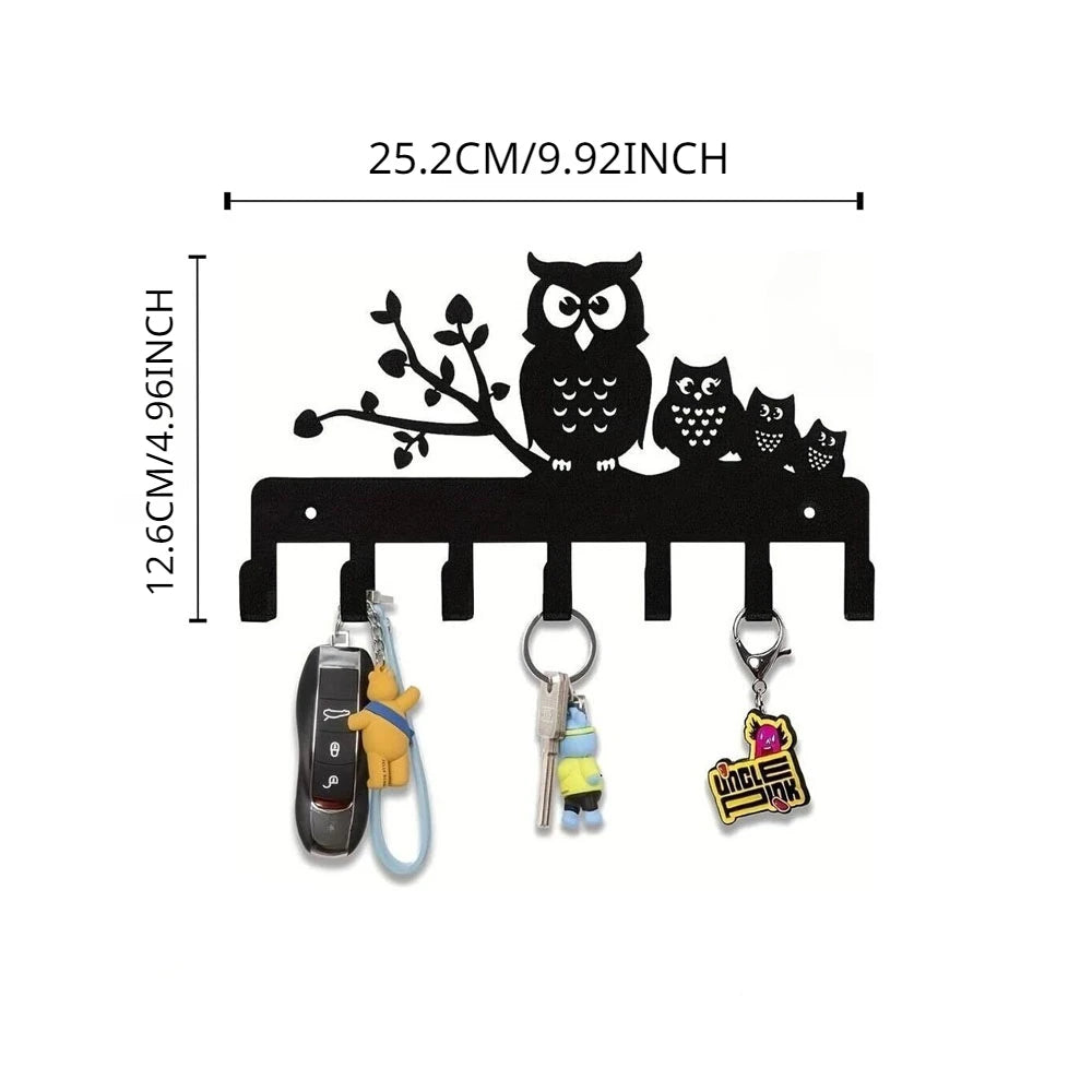 Perchero metálico de pared con ganchos para llaves y decoración