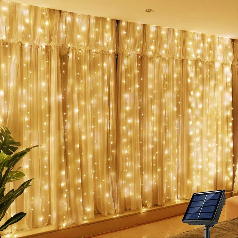 Cortina de Luces Solares Impermeables para Exterior