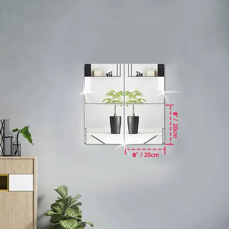 Espejos adhesivos 3D de acrílico para decoración de pared (set de 4)
