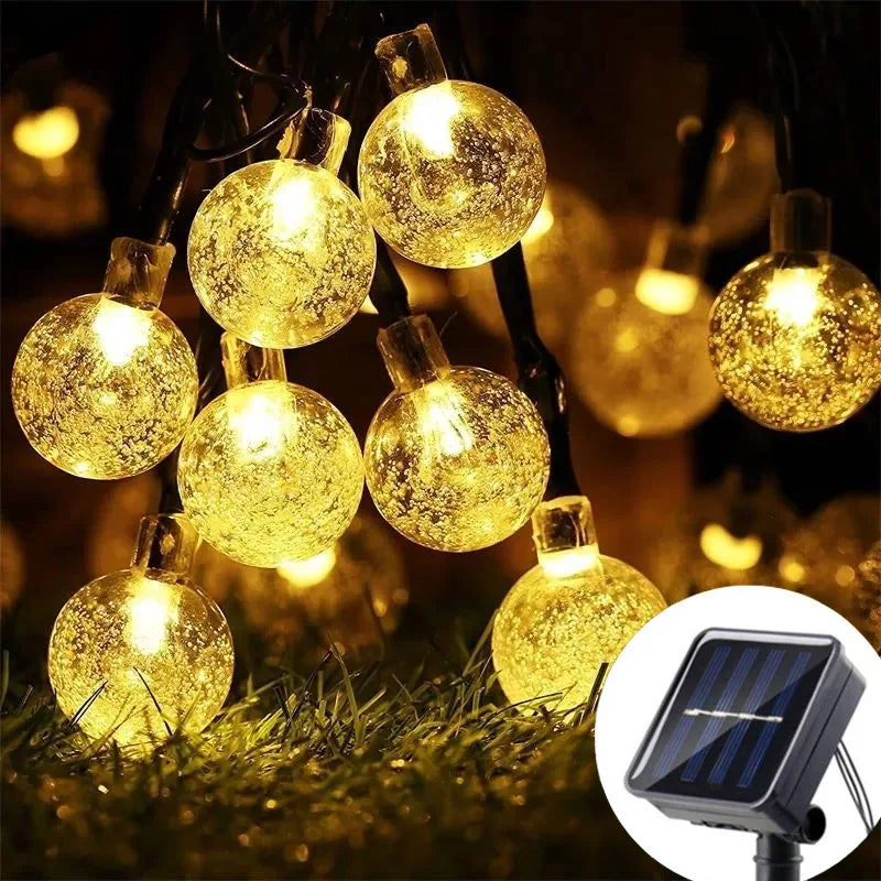 Guirnalda de Luces Solares LED Impermeables con Perlas