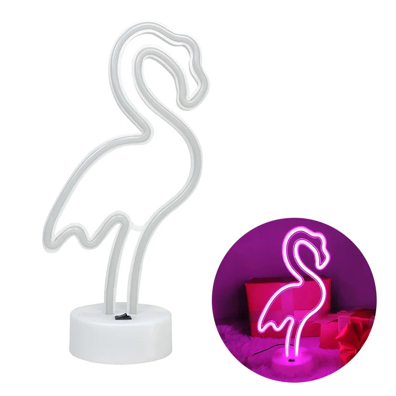 Lámpara LED neón flamenco con base
