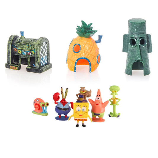 Decoración de Acuario – Set de 6 Figuras de Bob Esponja