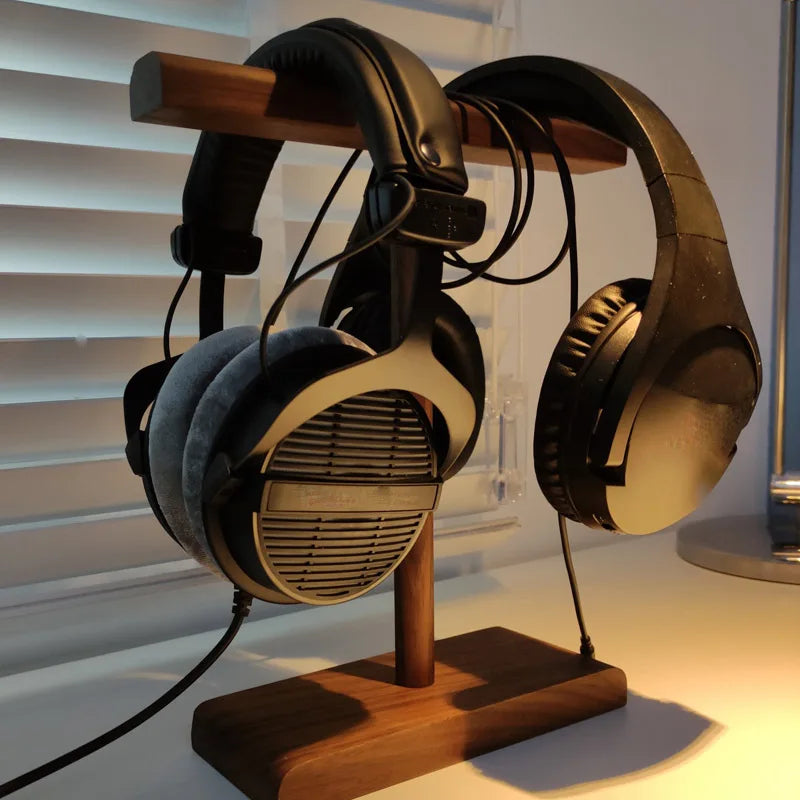 Soporte de Madera en T para Auriculares