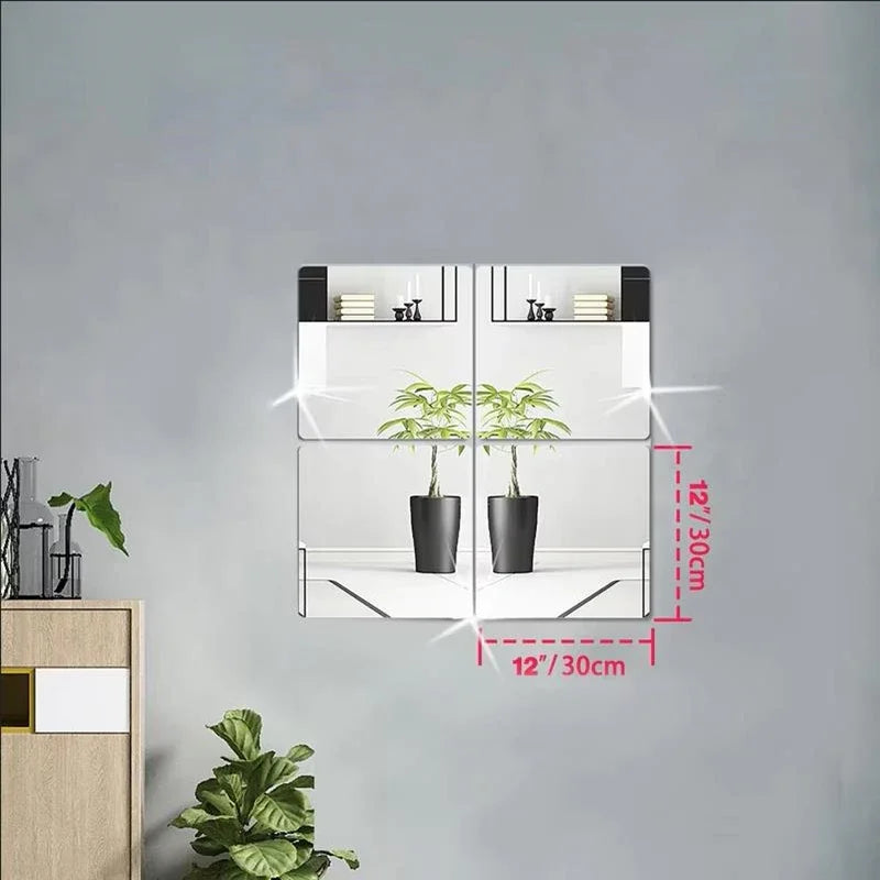 Espejos adhesivos 3D de acrílico para decoración de pared (set de 4)