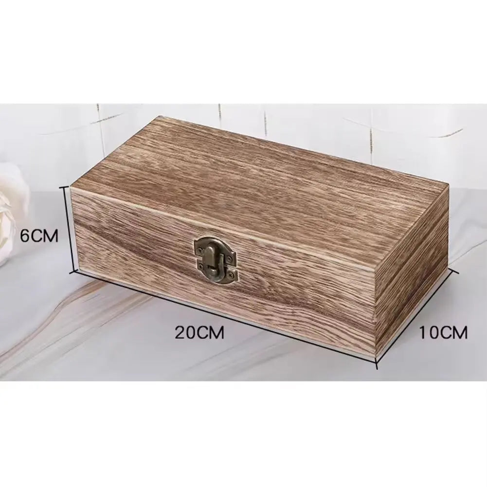 Caja de Almacenaje Rectangular Retro de Madera con Tapa Abatible