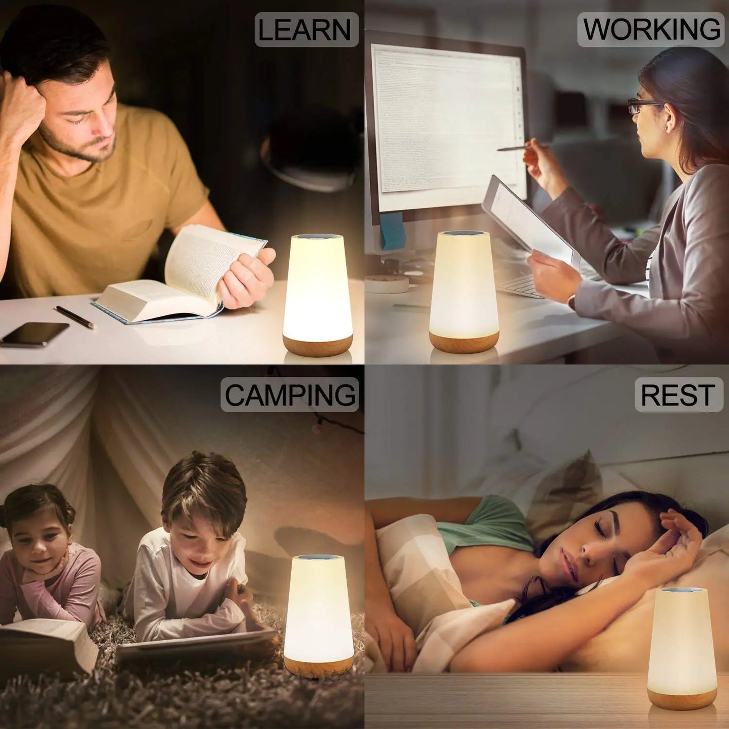 Lámpara nocturna RGB recargable con control remoto y táctil