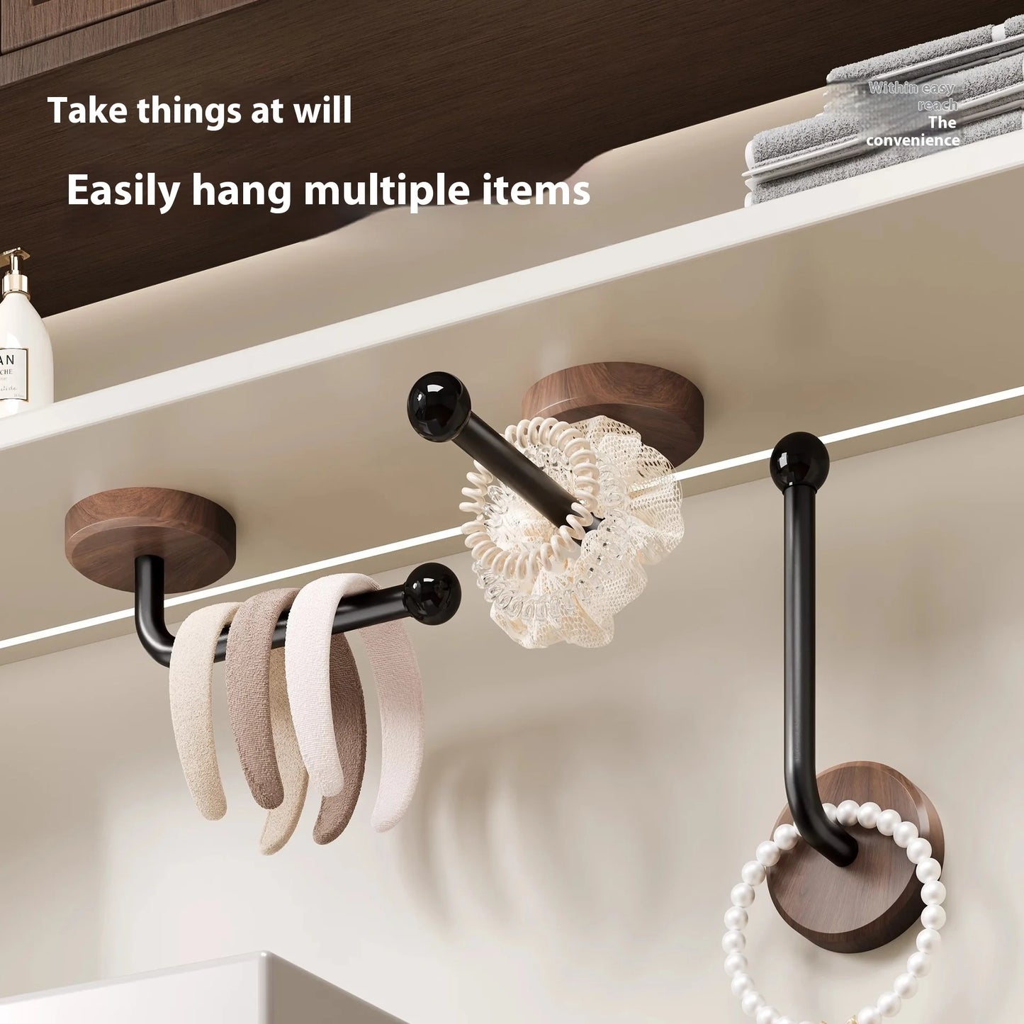 Gancho Autoadhesivo de Madera de Nogal – Organizador Decorativo para Llaves, Toallas o Abrigos