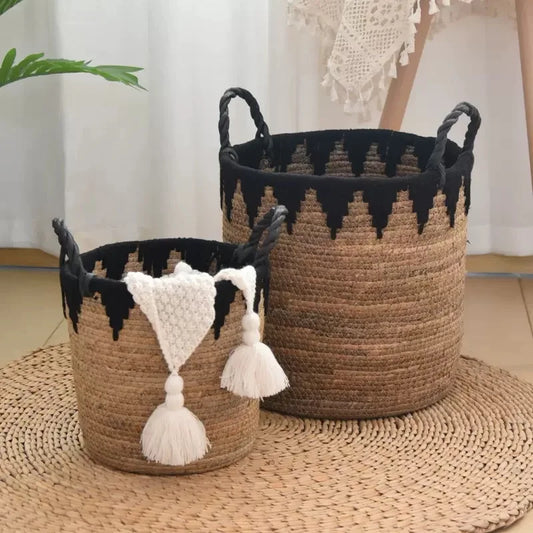 Canasto Decorativo de Algas Marinas Naturales – Macetero Grande Tejido