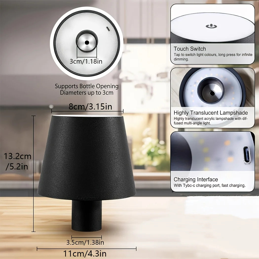 Lámpara de mesa LED táctil recargable e inalámbrica