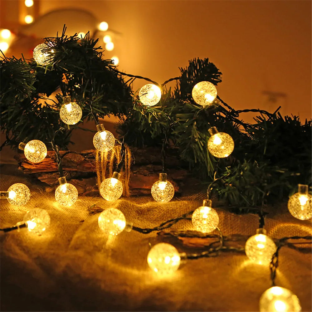 Guirnalda de Luces Solares LED Impermeables con Perlas