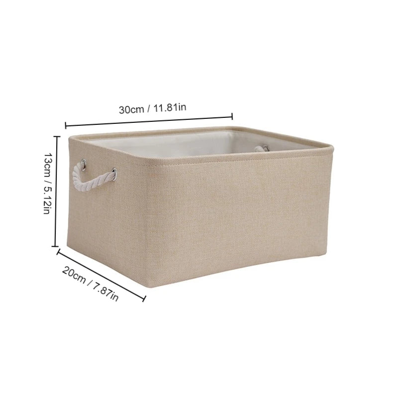 Cesta de Almacenaje Plegable de Lino con Asa