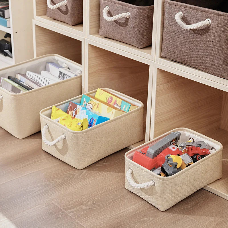 Cesta de Almacenaje Plegable de Lino con Asa