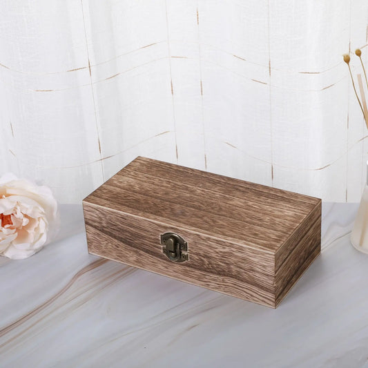 Caja de Almacenaje Rectangular Retro de Madera con Tapa Abatible